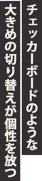 チェッカーボードのような大きめの切り替えが個性を放つ