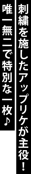 刺繍を施したアップリケが主役！唯一無二で特別な一枚♪