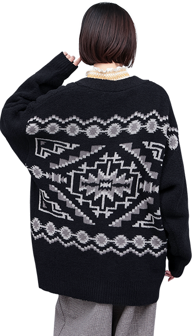 ナバホモールニットカーディガン/着用写真