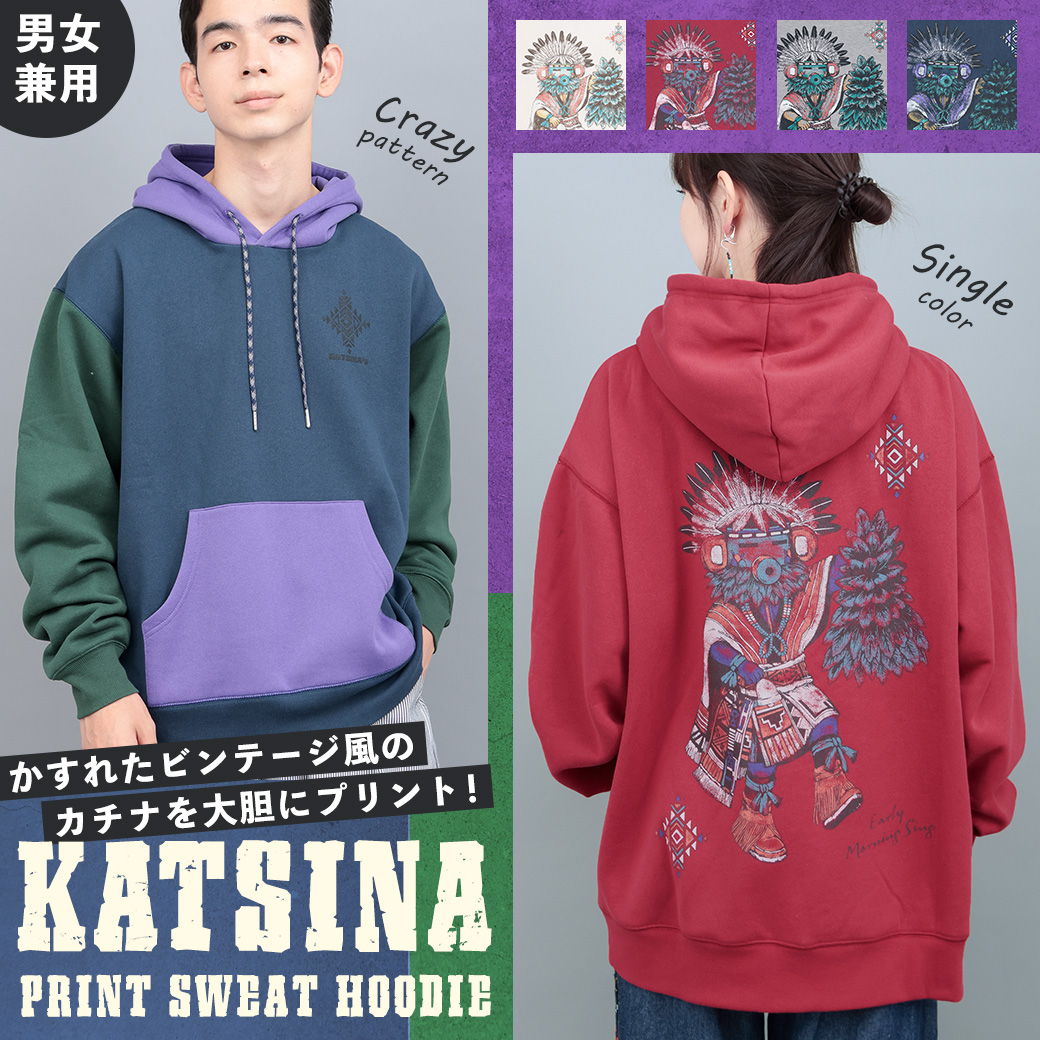 【TOPICS】カッチーナプリントスウェットプルパーカーPWJBB062